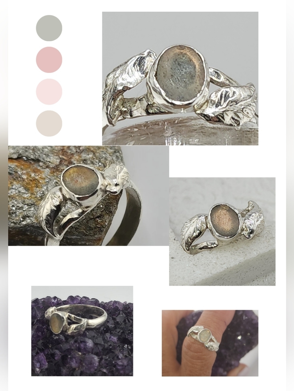 LABRADORITE RING HANDMADE WITH STERLING SILVER RECYCLED METAL SZ 7
